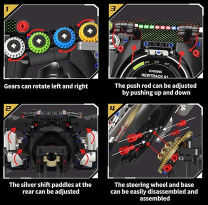 Racing Simulator Steering Wheel Building SetFormula Racing Steering Wheel Toy with Display Stand &amp 360 ° RotatingCompatible with lego Car KitHome Office Decor Gift for Racing Lovers &amp Adult