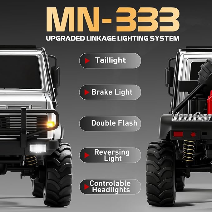 MN-333 1/18 Semi-Truck RC Crawler Unimog U4000 4WD Full Scale Off Road RC Rock Crawler 4x4 RC Car RTF Alloy Climing Vehicle for Hobby Gifts