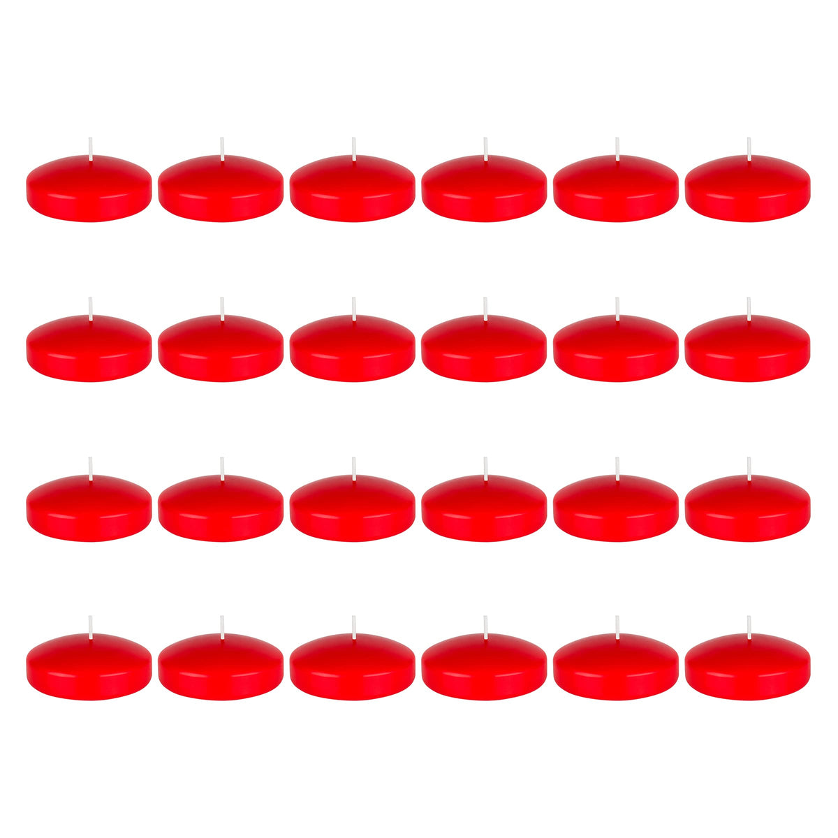 Mega Candles 24 pcs Unscented Red Floating Candles, Hand Poured Wax Candle 3 Inch Diameter, Home Décor, Wedding Receptions, Occasions, Festivities, Events, Meditations, Tranquility, Spa
