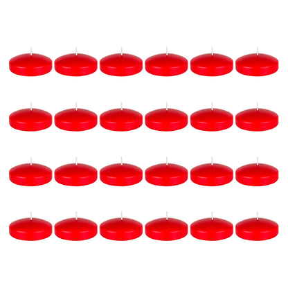 Mega Candles 24 pcs Unscented Red Floating Candles, Hand Poured Wax Candle 3 Inch Diameter, Home Décor, Wedding Receptions, Occasions, Festivities, Events, Meditations, Tranquility, Spa