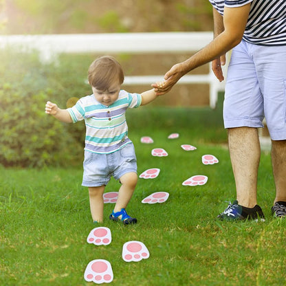 AhfuLife Easter Bunny Paw Print, 60 PCS Paper Garden Lawn Decorations, Rabbit Floor Footprints Decoration for Children Garden Outdoor Yard Lawn Signs Party Decorations Birthday Party Supplies