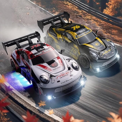 RC Drift Car 1:24 Scale Remote Control Vehicle for Kids2.4GHz 20KM/H 4WD High Speed RC Cars with LED Light Two Batteries &amp Drifting Tires Racing Sport Toy Cars for Adults Boys Girls Kids 8603OG