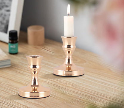 Gold Candle Holder with Stable Base, 3.3 Inch Alloy Holder for Taper Candles, Wedding, Dinning, Party Decoration (Gold)