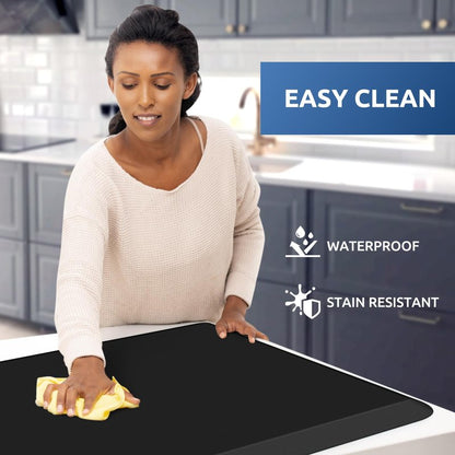 KitchenClouds Kitchen Mat Cushioned Anti Fatigue Rug 22"x54" Water Resistant, Non Slip, Standing and Comfort Desk/Floor Mats for House Sink Office (Black,0.8inch)