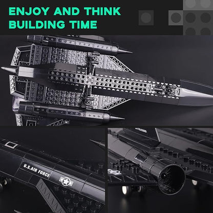 ArtorBricks SR-71 Reconnaissance Blackbird Airplane Military Building Set with Display Stand - 183Piece Model Kit for Adults Collectors &amp Hobbyists