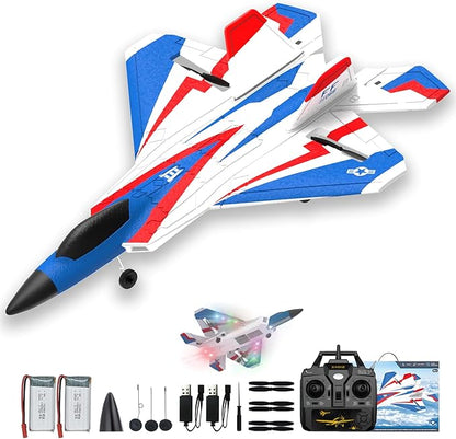 CKYSCHN F22 Remote Control Airplane 4 Channel with Lights | 2.4G Fighter RC Plane with 3 Flight Modes for Beginners - RTF RC Airplane for Adults 37 Minutes Flight Time