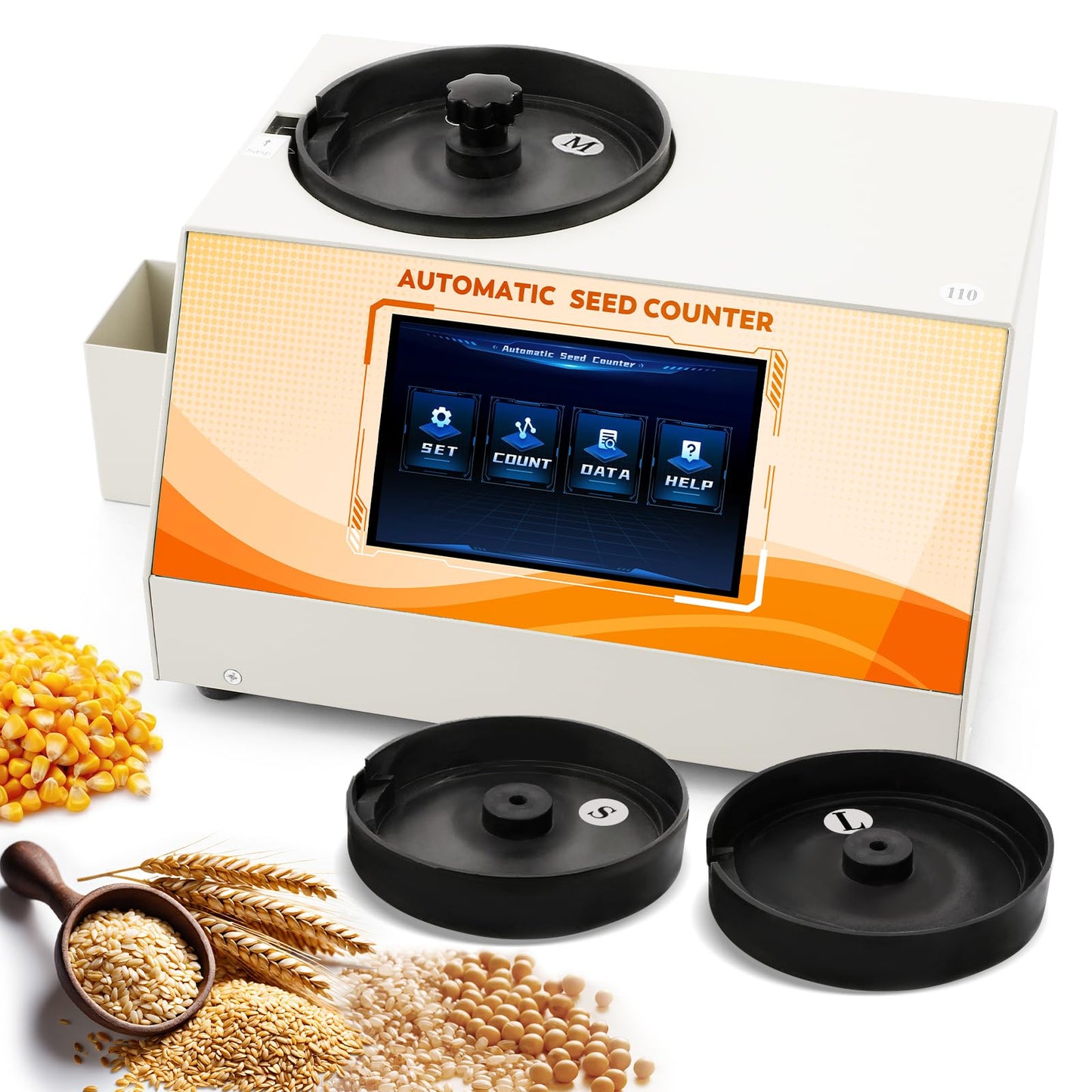 CGOLDENWALL 3Plates Automatic Multi-functions Touchscreen Seeds Counter Machine With Data Storage, Adjustable Speed/Brightness, High Precision Counting for Various Shapes Cereals Seeds Grain