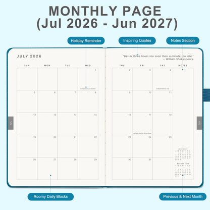 And Per Se Academic Planner 2026-2027 – Weekly & Monthly Planner, July 2026 to June 2027, A5 Leather Hardcover with Inner Pocket – Student & Teacher Organizer, 5.7" x 8"(Dark Turquoise)
