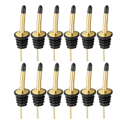 Pafusen 12 Pack Liquor Bottle Pourers, Liquor Pour Spout for Liquor Bottles, Stainless Steel Olive oil Dispenser Spout, Alcohol Pourer Spouts Dust Caps Covers, Gold