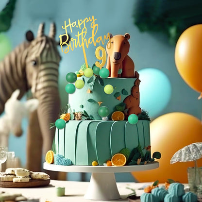 Yerliker 34 Pcs Happy Birthday Cake Toppers Decorations Birthday Candles DIY Cake Decor for Men Women Wedding Anniversary(Jungle)