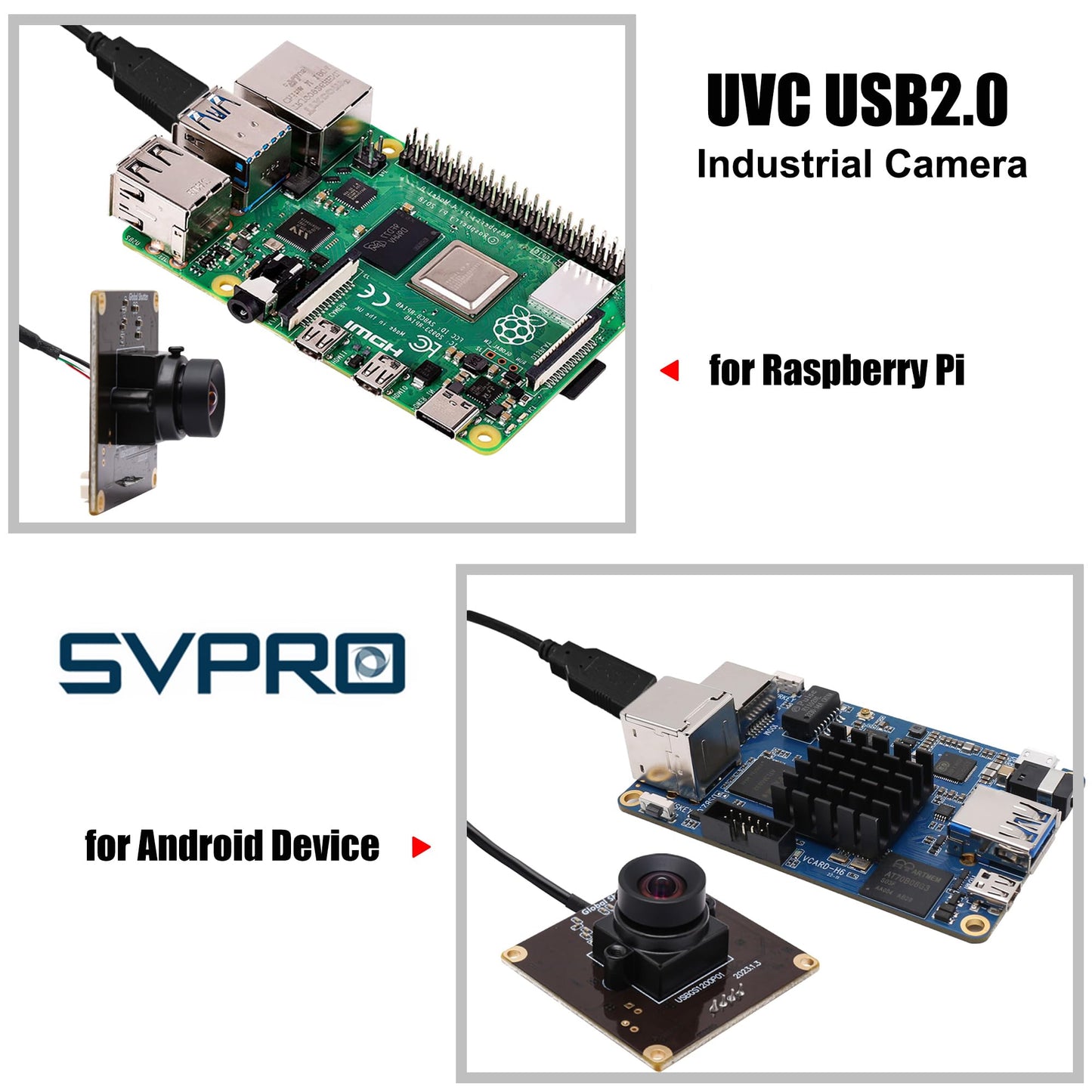 SVPRO Global Shutter USB Camera Module 90fps High Speed Webcam Board 1920x1200 2MP AR0234 UVC Webcam Module with Distortion Free M12 Lens for Computer,Slow Motion Board Camera for Golf Swing