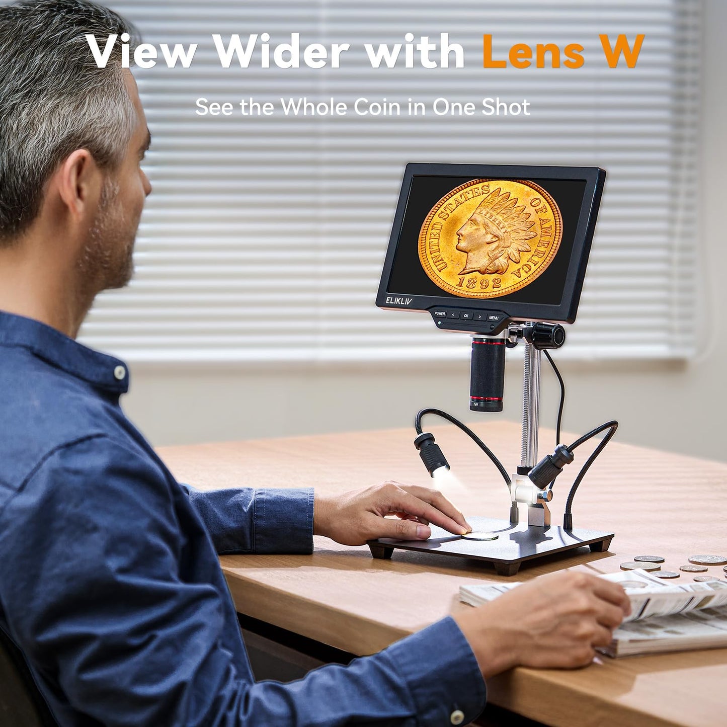 Elikliv 4K Digital Microscope 3-Lenses: Magnetic Triple Lens Soldering TL301 with 7" IPS Screen+4K Digital Microscope, Elikliv EM4K 8" Coin Microscopes 2000x