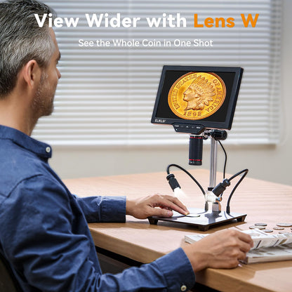 Elikliv 4K Digital Microscope 3-Lenses: Magnetic Triple Lens Soldering TL301 with 7" IPS Screen+4K Digital Microscope, Elikliv EM4K 8" Coin Microscopes 2000x