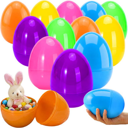 Qudoustar 18 Pack 6 Inch Jumbo Easter Eggs, Colorful Giant Plastic Fillable Eggs Bulk, for Easter Hunt Basket Stuffers Party Favors Classroom Prize Supplies Kids Boys Girls