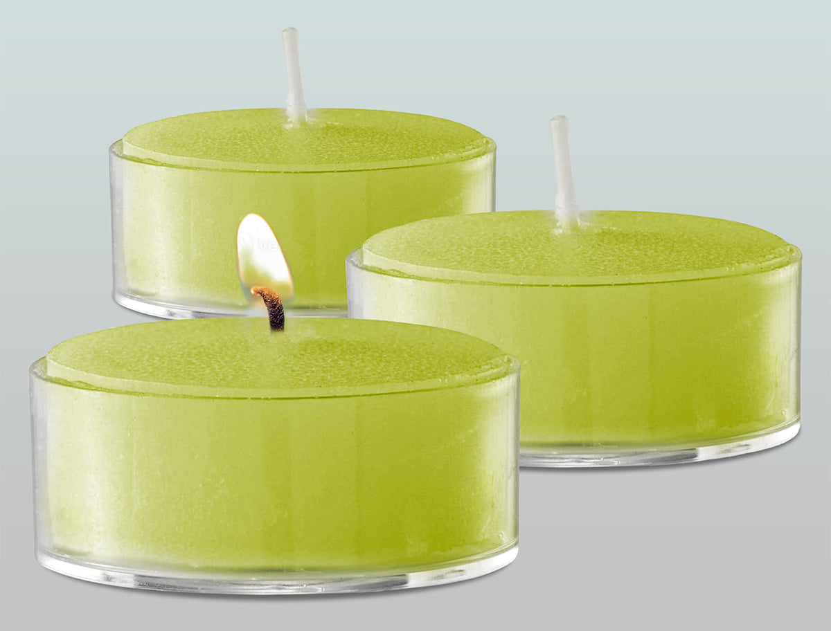 Olive Oil Tea Light Candles - 40 Pack - Clear Cup Unscented Travel, Centerpiece, Decorative Candle - 4.5 Hour Burn Time - by Ner Mitzvah