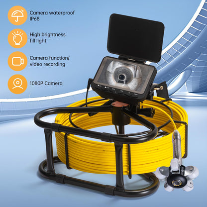 SYANSPAN Sewer Camera 66ft,Drain Pipe Camera HD 4.3in Screen DVR 17MM Plumbing Snake Borescope with 12pcs LEDs Light, IP68 Sewer Inspection borescopes for Plumber(66ft/20M)