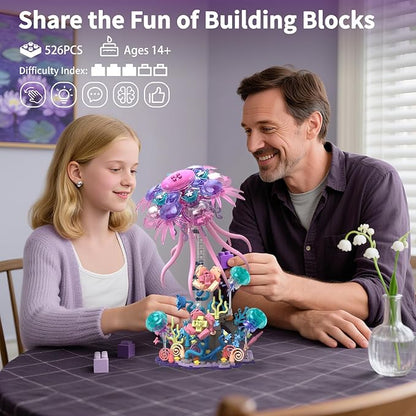 Enchanted Jellyfish Building Kit with Halloween &amp Christmas Festive Vibes 526 Pcs Underwater Creature Building Blocks Set (presale)