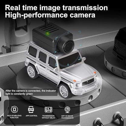 WLtoys Mini RC Car 1:64 Scale FPV RC Drift Car with 720P HD Camera 2.4GHz WiFi App Control with Gyro Mini Racing Toys for Teens and Adults (Sliver)