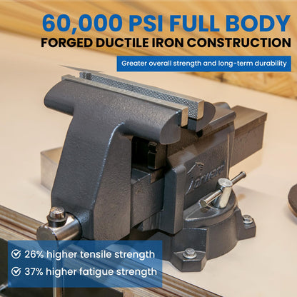 Forward CR60A 6.5 Inch Bench Vise Heavy Duty Vice with Anvil and 210 Degrees Swivel Base (6 1/2")