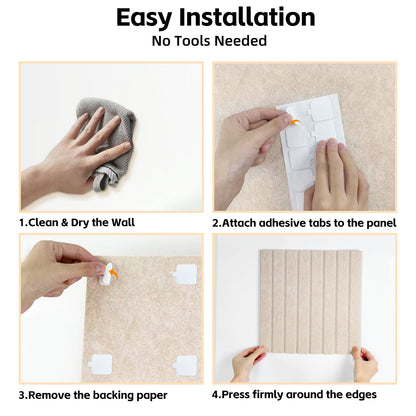 Large Felt Bulletin Board for Wall, 8 Pack 11.8'' x 11.8'' Felt Board Tiles, 48'' x 24'' Cork Board Alternative with Adhesive Tabs, Decorative Pin Board for Home Office, Dorm,Classroom(Light Tan)