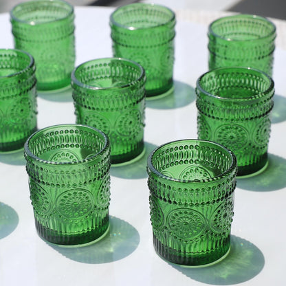 VOHO Green Candle Holder Set of 12, Green Glass Votive Candle Holders for Centerpiece Table Decorations, Votive Candles Holder Bulk for Birthday (2.1'' x 2.6'', W/H)