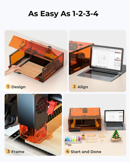 Laser Engraver, Woxcker L2 MAX 10W Enclosure Laser Cutter and Engraver Machine, 300x300mm Bed Size CNC Engraving Machine 0.01mm High Precision for Wood Stainless Steel Glass Metal (Class 1 10000mW)