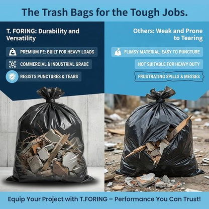 Heavy Duty Black Trash Bags by [Brand Name] - 1.28 Mil Thick, 30" x 35", 100 Count for Home & Office