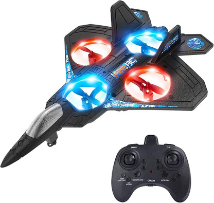 Foam RC Airplane Drone for Kids Remote Control Helicopter Toy Plane Fighter Jet with LED Light Auto Hover 360°Flip 2 Batteries (16 Mins Flight) Easy to Fly for Beginners