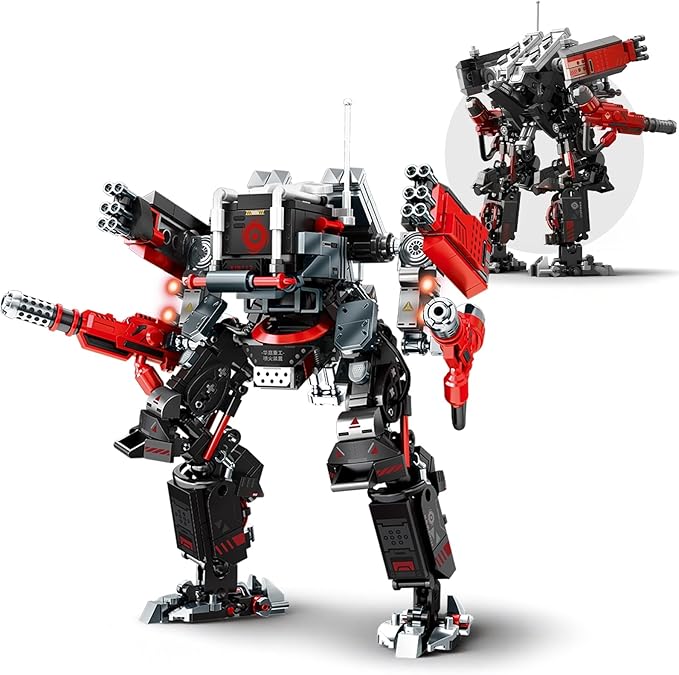 HIGH GODO Crimson Fighter Mech Robot Transforming Building Blocks Set for AdultsCity Warrior Justice Hero Soldier Mech Model Building Kit Cool Creative Robots Toys Gift for Teens 523 Pieces