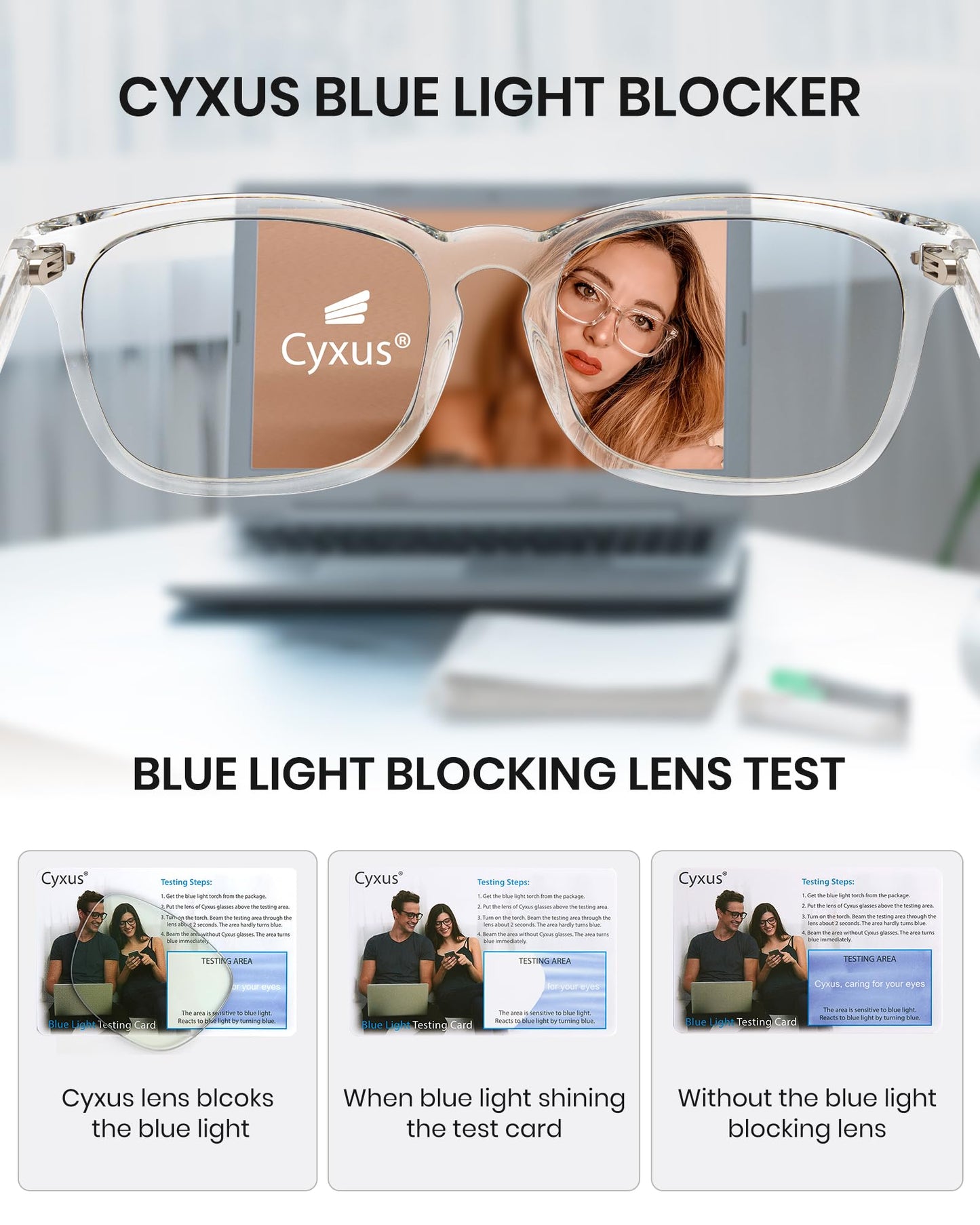 Cyxus Clear Blue Light Glasses for Women Men Reduce Eye Strain UV Blocking for Computer Screen