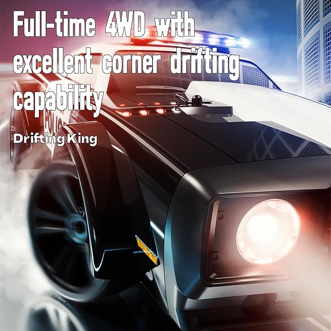 SG1614 RC Drift Car 2.4GHz 1:16 Scale 4WD High Speed Remote Control Cars Drift Police Car Model Equipped with Cool Lights and Drift Tires