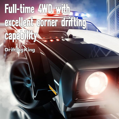 SG1614 RC Drift Car 2.4GHz 1:16 Scale 4WD High Speed Remote Control Cars Drift Police Car Model Equipped with Cool Lights and Drift Tires