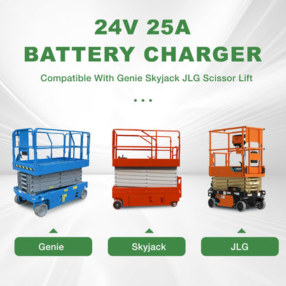 24V Scissor Lift Battery Charger Compatible with Genie Skyjack JLG Scissor Lift, 24V 25A Battery Charger for Forklift, Electric Pallet Jack, Floor Scrubber