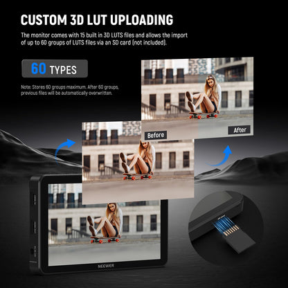 NEEWER F700 7" Camera Field Monitor, 2000nit HD 1920x1080 IPS Touch Screen with 3D LUT, 4K HDMI Loop in/Out with Peak Focus DSLR Video Assist HDR Waveform, Cold Shoe Mount, Battery Not Included