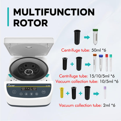 LAB FISH Laboratory Centrifuge Machine 2ml/5ml/10ml/15ml/50ml Lab Test Tubes | Low Speed Control 500-4000r/min,Max 2146xg | Store 9 Programs W/Timer 30sec-99min
