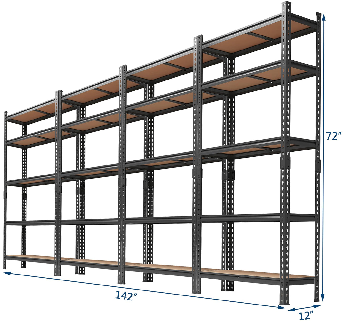 Garvee Storage Shelves 5 Tier Garage Shelving Heavy Duty Adjustable Metal Shelving Unit, Garage Shelves for Basement, Warehouse, Pantry, Closet, Kitchen 72" H x 35.5" W x 12" D, Black,4 Pack
