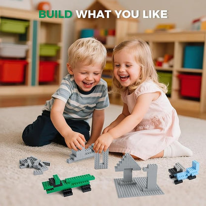 500 Piece Classic Building Bricks and 1 Gray Baseplate 2x4 Bricks Bulk Creative Building Toys Blocks Bulk for Kids Ages 6+ Light Gray(Samll Bricks 1.25x0.62x0.47 in)