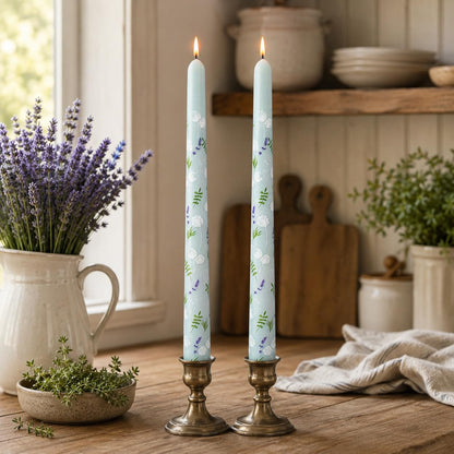Dandelion Printed Taper Candles Set of 2, 10 Inch Handmade Candle Stick, Unscented Long Candle, Tapered Candles for Wedding Dinner Table Home Decor Gift