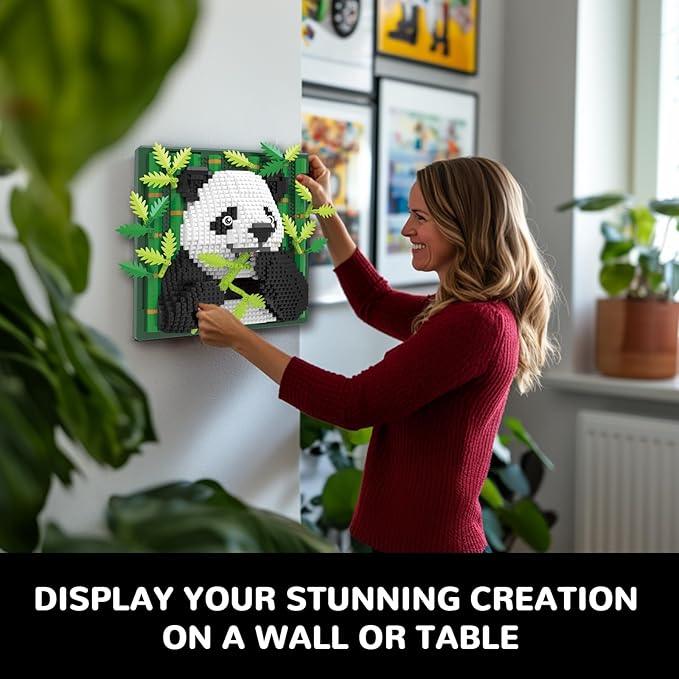 Panda Animal 3D Wall Art Micro Mini Building Blocks Set Unique Home Wall Decor or Table Display No Compatible with Lego Ideal Gift Toy for Adults &amp Boys Girls 14+ (1142 PCS)