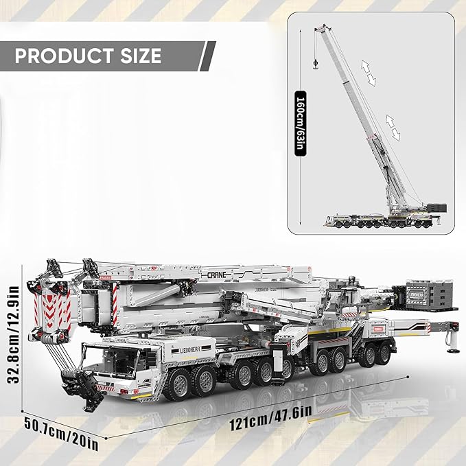 Mould King 17007 Technology Crane Building Set 8506 Pieces Heavy Crane Truck Building Kits for Kid/Adult APP Programmable Construction Vehicle Block Set White