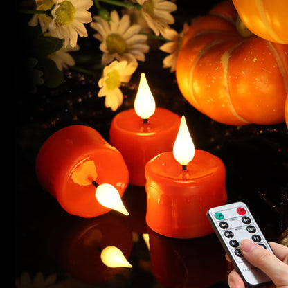 Yunsheng 12PCS Red Rechargeable LED Tea Lights Candles with Remote, 3D Wick Flickering Flameless Votive Tea Lights, Warm White Electric Fake Candles with 2USB Charging Cable, Home Decor