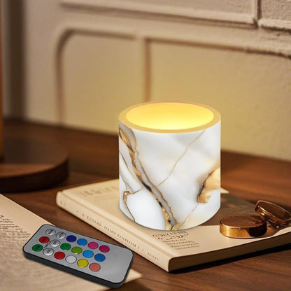 Cozeyat Gold Marble Flameless Candles 4 Pack Waterproof Battery Operated LED with Remote Control Timer Dancing Flame for Indoor Outdoor Home Decor