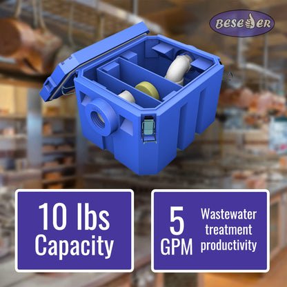 BESEDER Grease Trap plastic Interceptor 5 GPM (10 lb Capacity) Commercial Kitchen