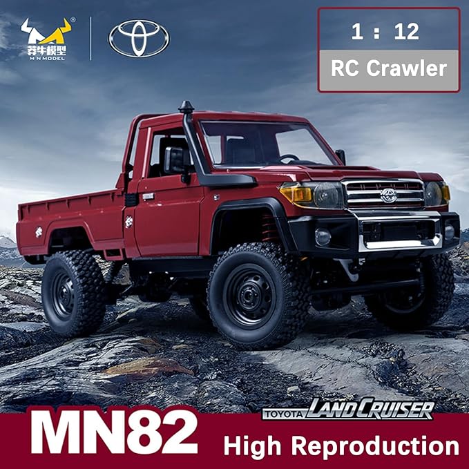 Skymaker MN82 1/12 RC Crawler 4x4 Toyota LC79 2.4GHz Off Road Truck Metal Drive Shaft &amp Two 1500mAh Batteries RTR for Adult (Red)