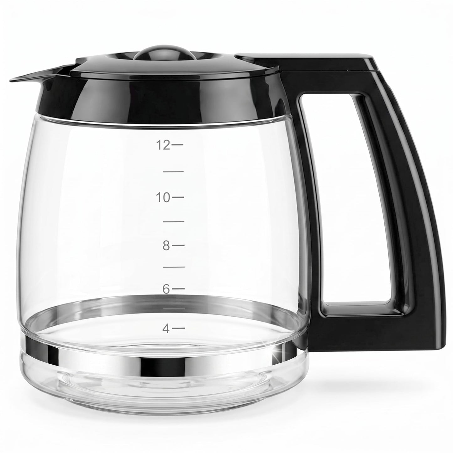 12-Cup Replacement Glass Coffee Carafe for Cuisinart Coffee Maker Models DCC-1200, DCC-1100BK, DCC-2650, CHW-12, CHW-12P1, DGB-550BK, DGB-550BK1, DGB-625BC, DGB-700BC, and SS-12 | Part# DCC-1200PRC