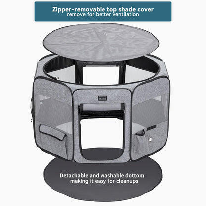 Petsfit Portable Dog Playpen for for Large Dogs/Cat/Rabbit/Chick, with Water Bottle Holder and Carrying Case, for Travel/Indoor/Outdoor Use, Large (45.5"x45.5"x28.5")