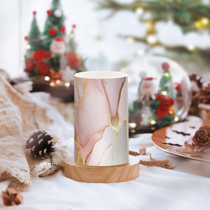 Flameless Pillar Candle Battery Powered Led Candles for Living Room Marble Blush White