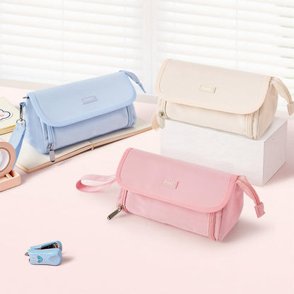 Sooez Super Large Pencil Case, Big Capacity Pencil Bag with 3 Compartments, Hold 200 pencils, Cute Pencil Pouch with Zipper, Portable Stationery Pen Bag, Aesthetic School Supplies For Girls, Pink