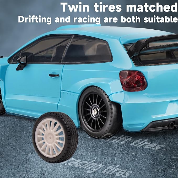 LDRC 2801 1/28 Mini RC Drift Car GTR 2.4GHz 4WD RTR with 4PCS Drift Tires Racing Radio Control Cars (Blue2)