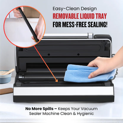 Magic Mill Pro Liquid Vacuum Sealer Machine, New Patent Technology for Liquid, Dry, Moist Food, Upgraded Handle Lock, 90Kpa Bag Storage, Built-in Cutter, Removable Drip Tray, Double Seal for Freshness